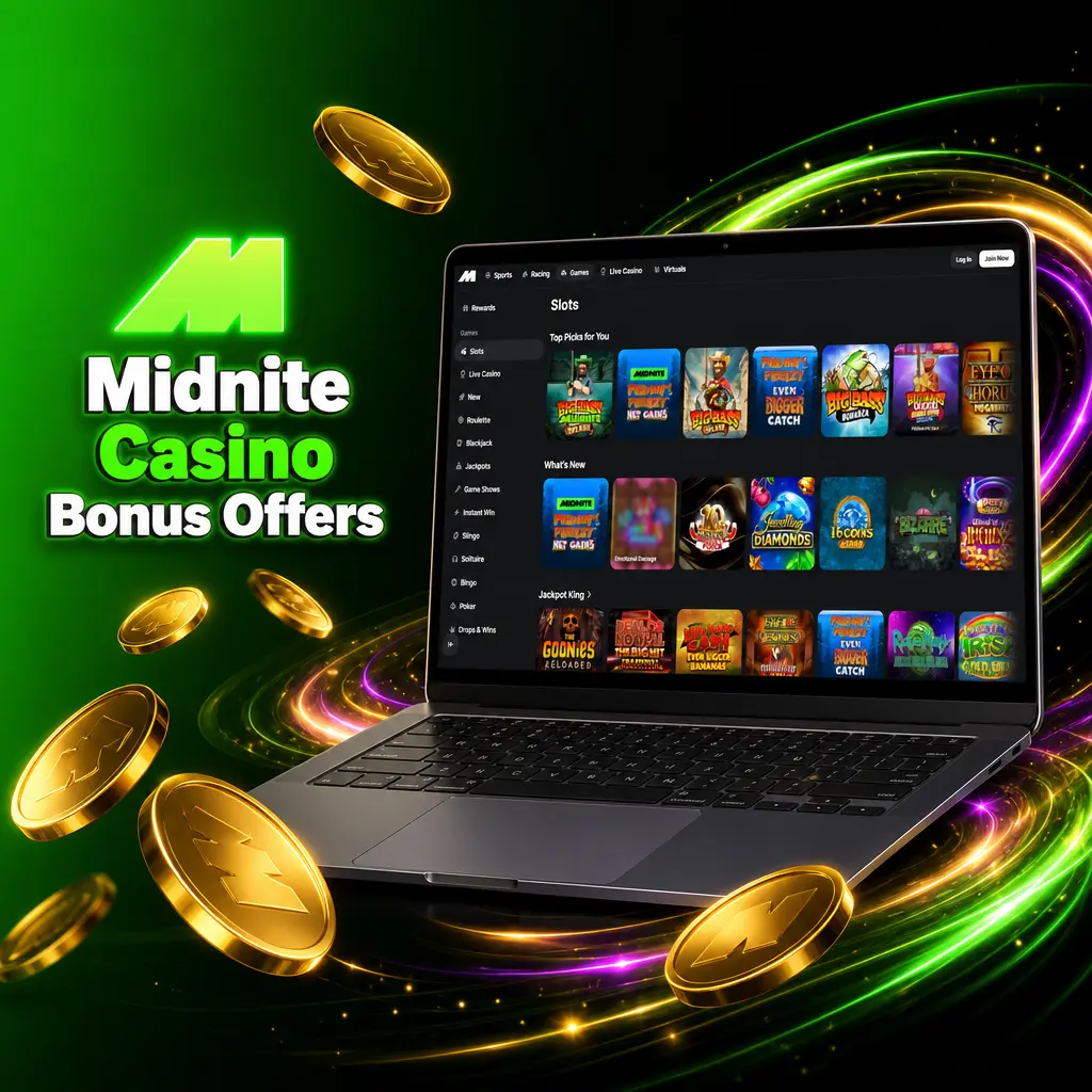 Midnite Casino UK bonus offers 2026: daily free spins, slot cashback, live dealer reload and weekend jackpot boosts.