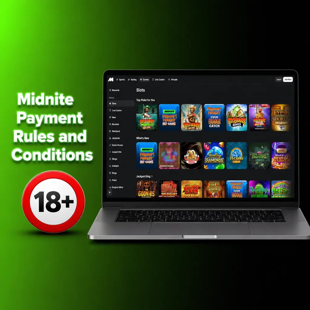 Midnite payment rules covering identity checks, same-method withdrawals, GBP minimums, currency, and UK withdrawal limits.